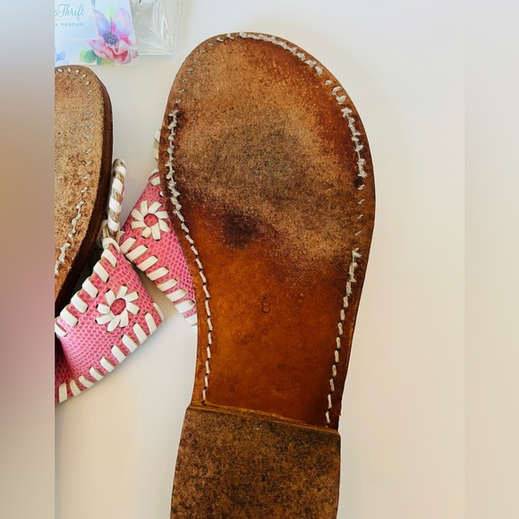 PALM BEACH Sandals Luxe/Hand Crafted 100% Leather Pink White Made In USA - Picture 12 of 15